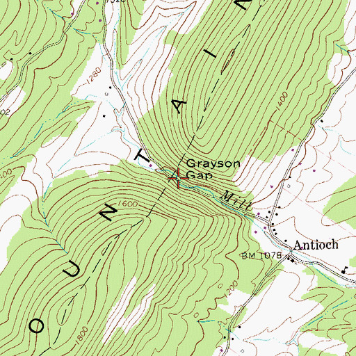 Topographic Map of Grayson Gap, WV