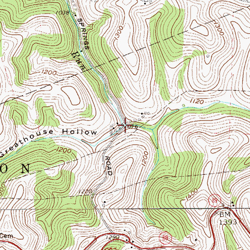 Topographic Map of Greathouse Hollow, WV