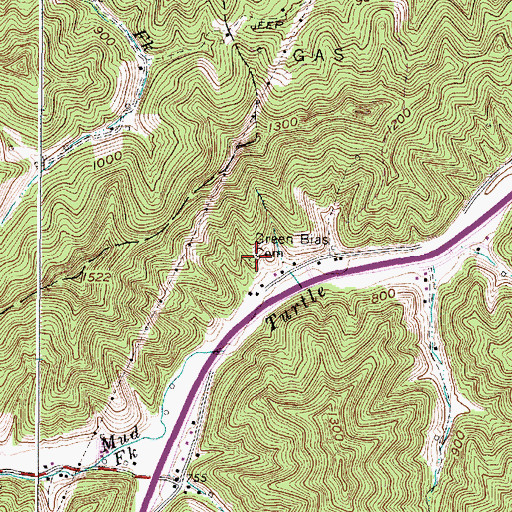 Topographic Map of Green Bias Cemetery, WV