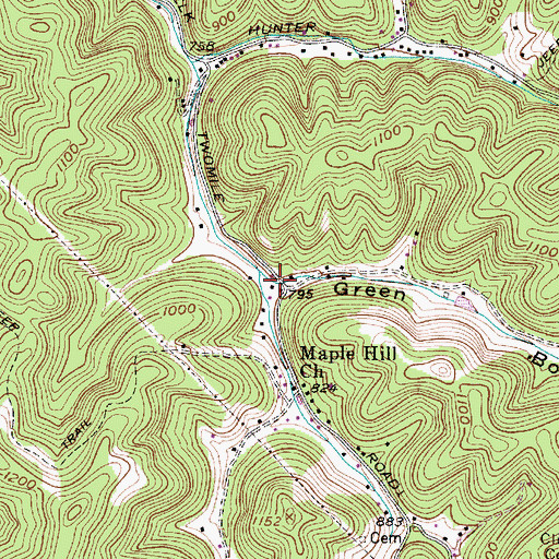 Topographic Map of Green Bottom, WV