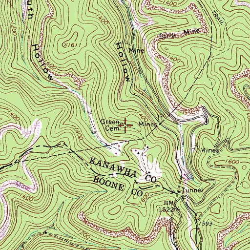 Topographic Map of Green Cemetery, WV