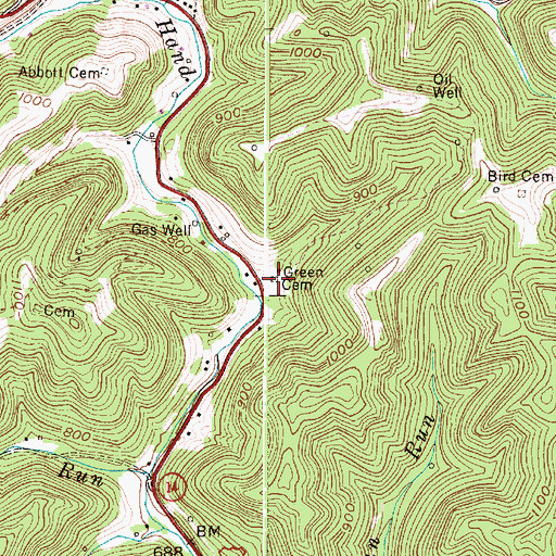 Topographic Map of Green Cemetery, WV