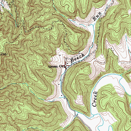 Topographic Map of Green Church, WV