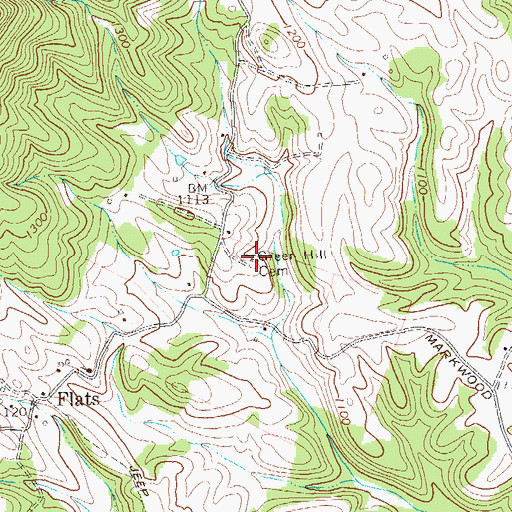 Topographic Map of Green Hill Cemetery, WV