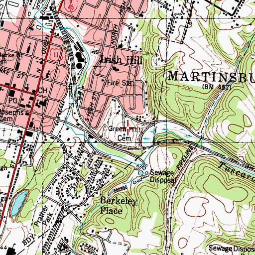 Topographic Map of Green Hill Cemetery, WV