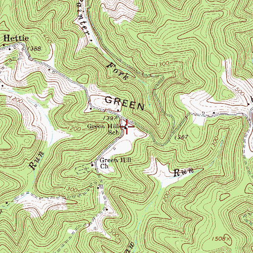Topographic Map of Green Hill School (historical), WV