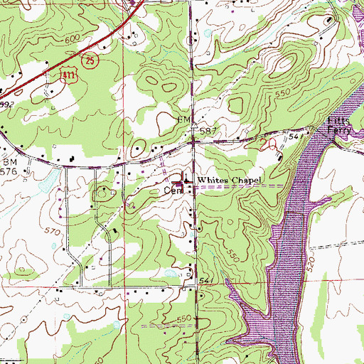 Topographic Map of Whites Chapel Baptist Church, AL