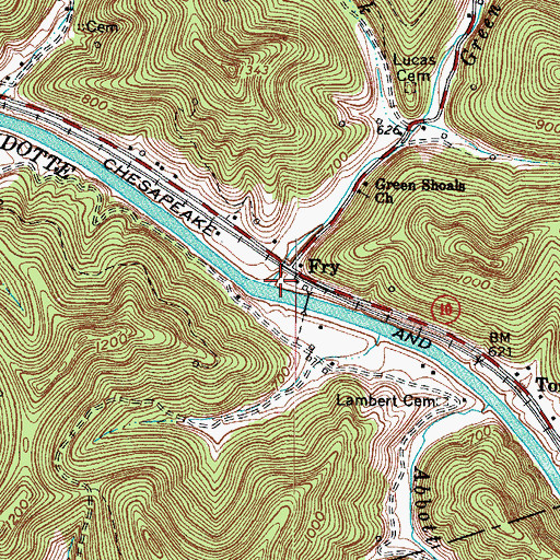 Topographic Map of Green Shoals Branch, WV