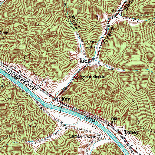 Topographic Map of Green Shoals Church, WV