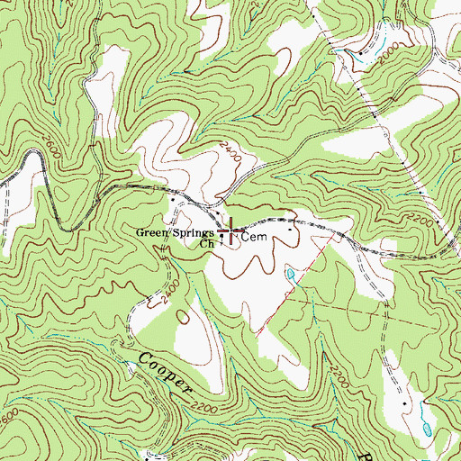 Topographic Map of Green Springs Church, WV