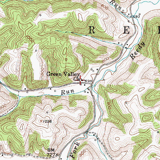 Topographic Map of Green Valley Church, WV