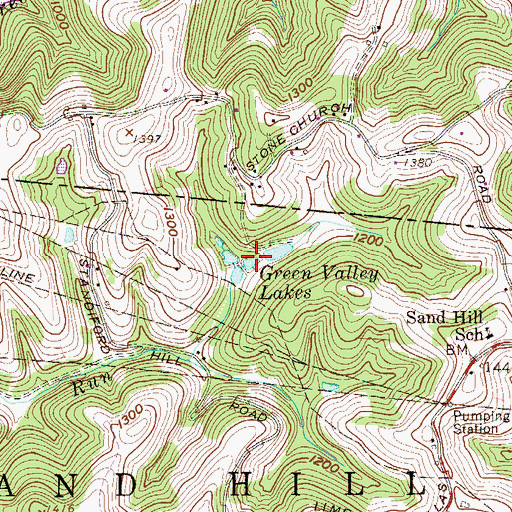 Topographic Map of Green Valley Lakes, WV