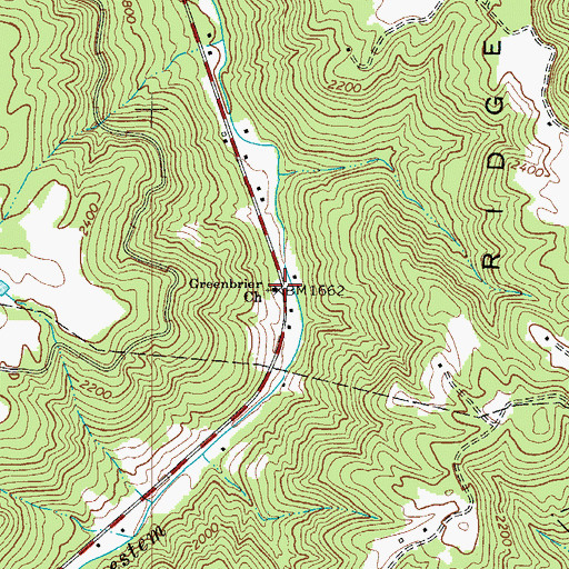 Topographic Map of Greenbrier Church, WV