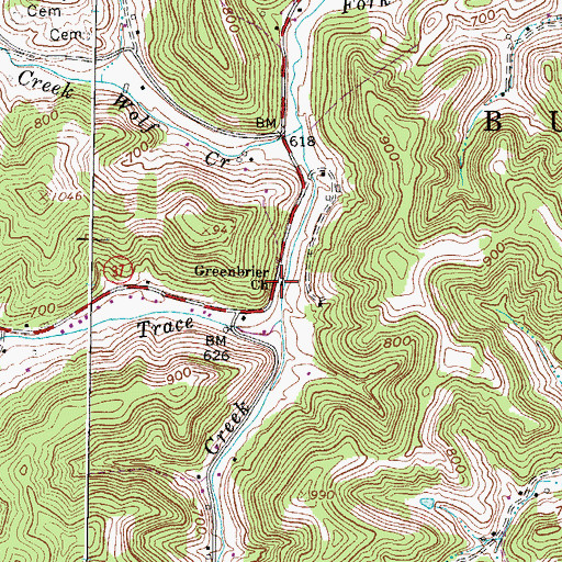 Topographic Map of Greenbrier Church, WV