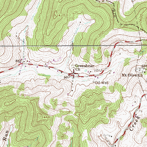 Topographic Map of Greenbrier Seventh Day Baptist Church, WV