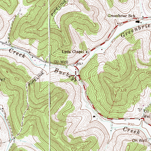 Topographic Map of Greenbrier Creek, WV