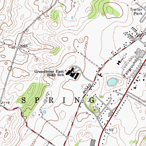 Topographic Map of Greenbrier East High School, WV