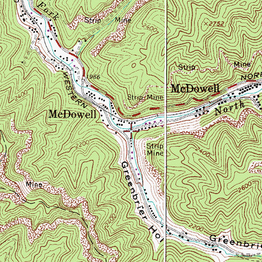 Topographic Map of Greenbrier Hollow, WV