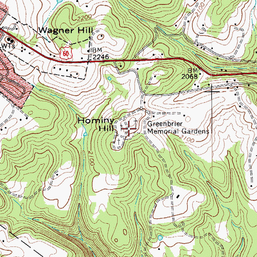 Topographic Map of Greenbrier Memorial Gardens, WV