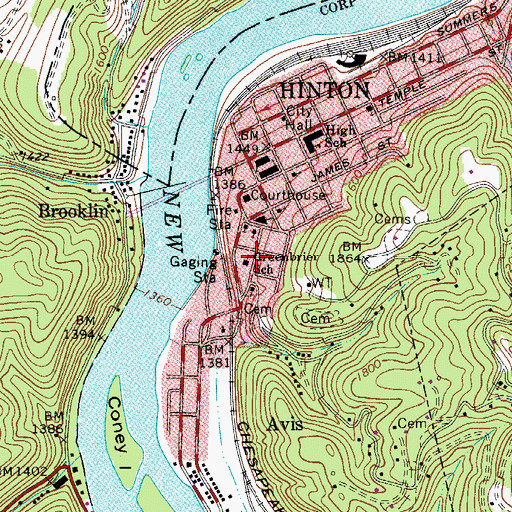 Topographic Map of Greenbrier School (historical), WV