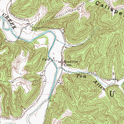Topographic Map of Greenlee Cemetery, WV