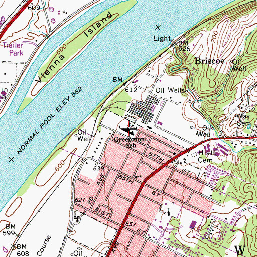 Topographic Map of Greenmont Elementary School, WV