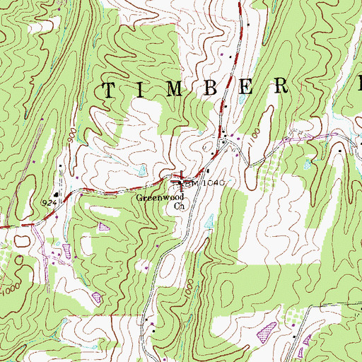 Topographic Map of Greenwood United Methodist Church, WV