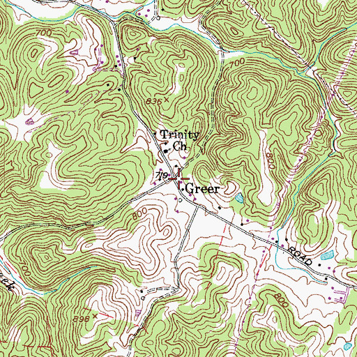 Topographic Map of Greer, WV
