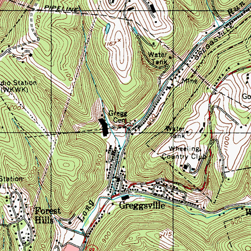 Topographic Map of Gregg Cemetery, WV