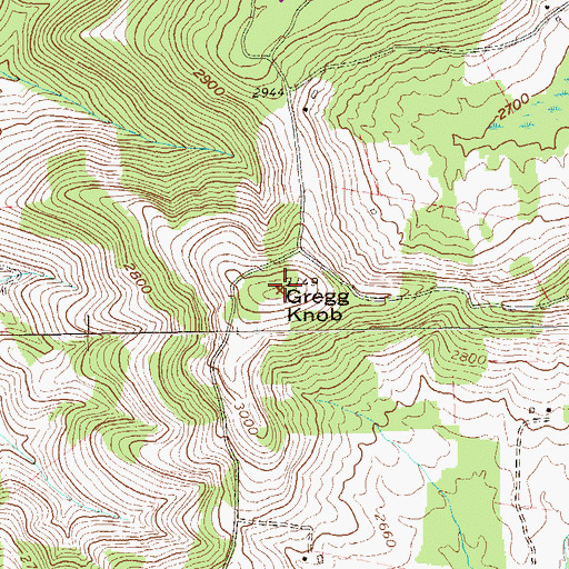 Topographic Map of Gregg Knob, WV