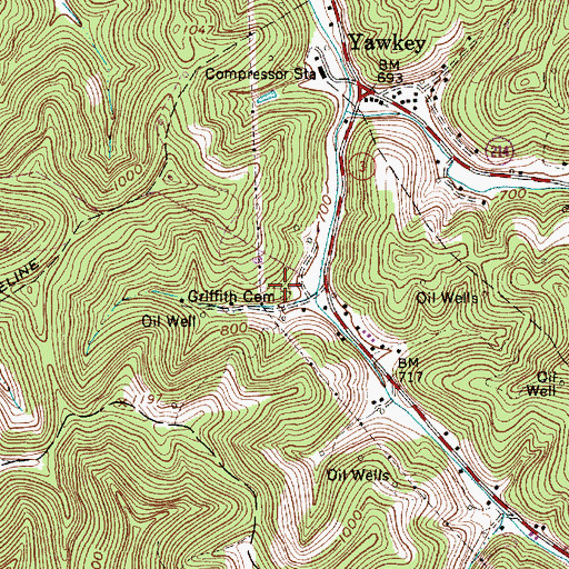 Topographic Map of Griffith Cemetery, WV