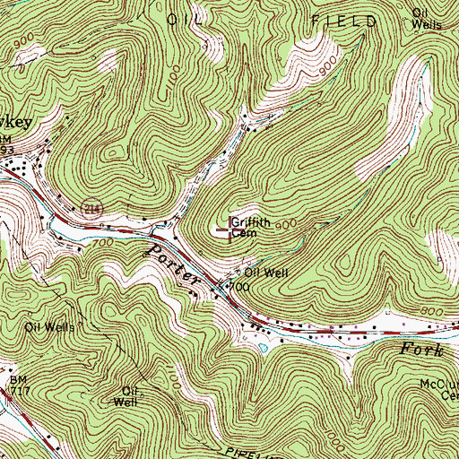 Topographic Map of Griffith Cemetery, WV