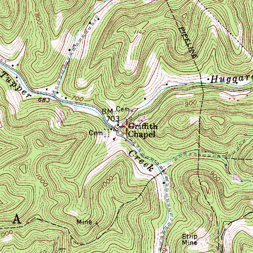 Topographic Map of Griffith Chapel, WV