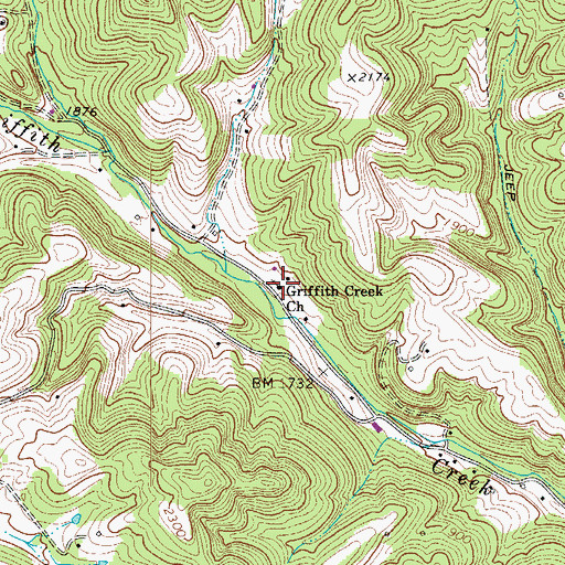 Topographic Map of Griffith Creek Church, WV