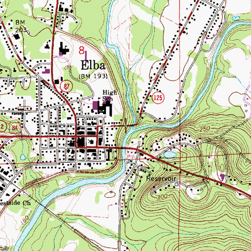 Topographic Map of Whitewater Creek, AL