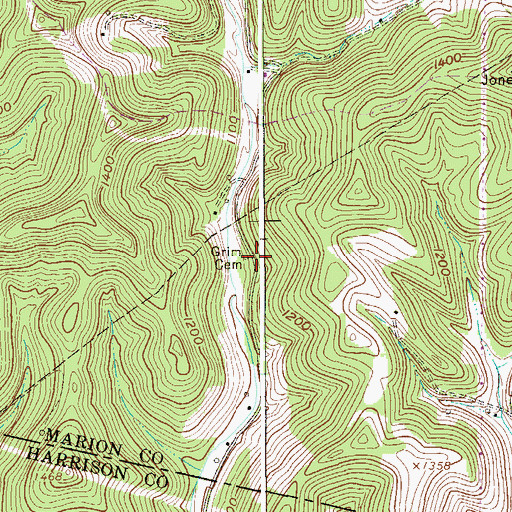 Topographic Map of Grim Cemetery, WV