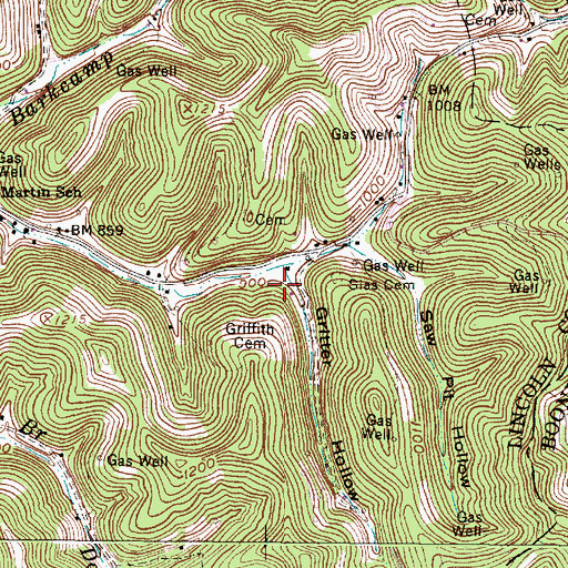 Topographic Map of Gritter Hollow, WV