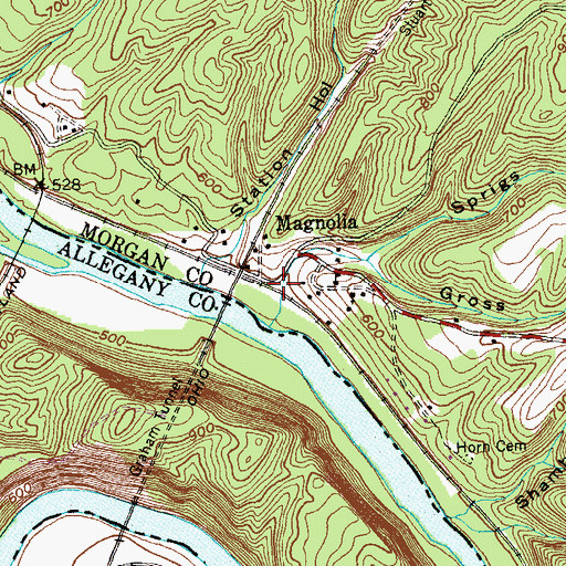 Topographic Map of Gross Hollow, WV