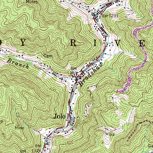 Topographic Map of Groundhog Branch, WV