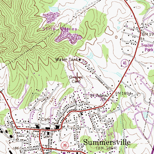 Topographic Map of Groves Cemetery, WV