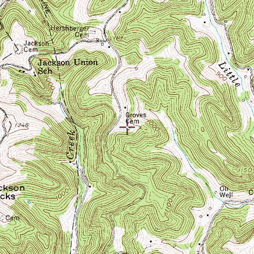Topographic Map of Groves Cemetery, WV