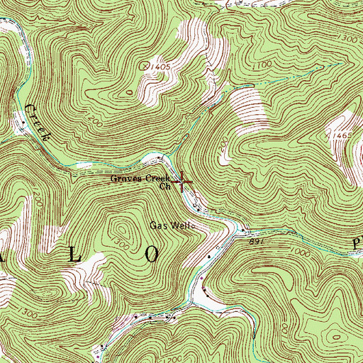Topographic Map of Groves Creek Church, WV