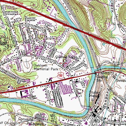 Topographic Map of Guiding Light Church, WV