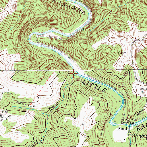 Topographic Map of Gulf Run, WV