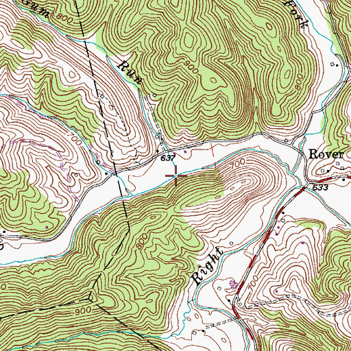 Topographic Map of Gum Run, WV