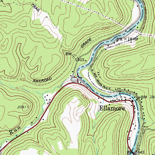 Topographic Map of Gum Run, WV