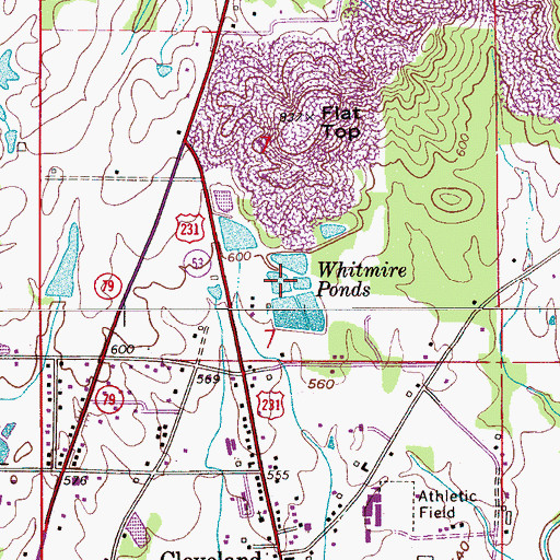 Topographic Map of Whitmire Ponds, AL