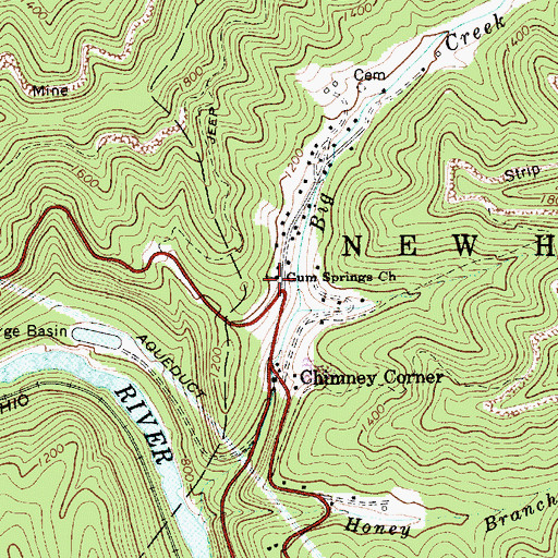 Topographic Map of Gum Springs Church, WV