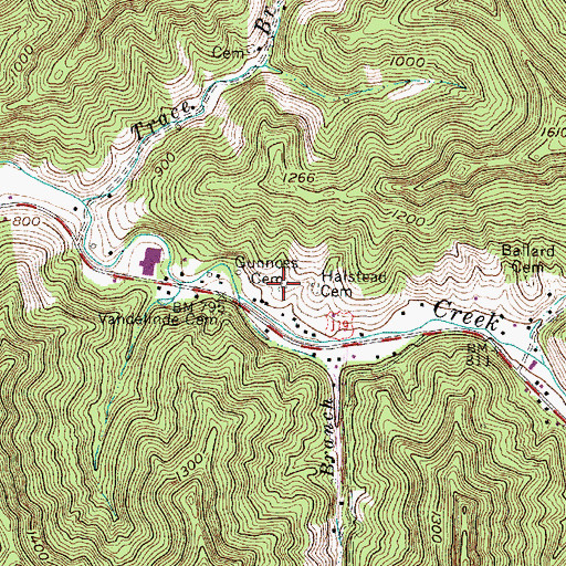 Topographic Map of Gunnoes Cemetery, WV