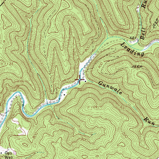 Topographic Map of Gunwale Run, WV